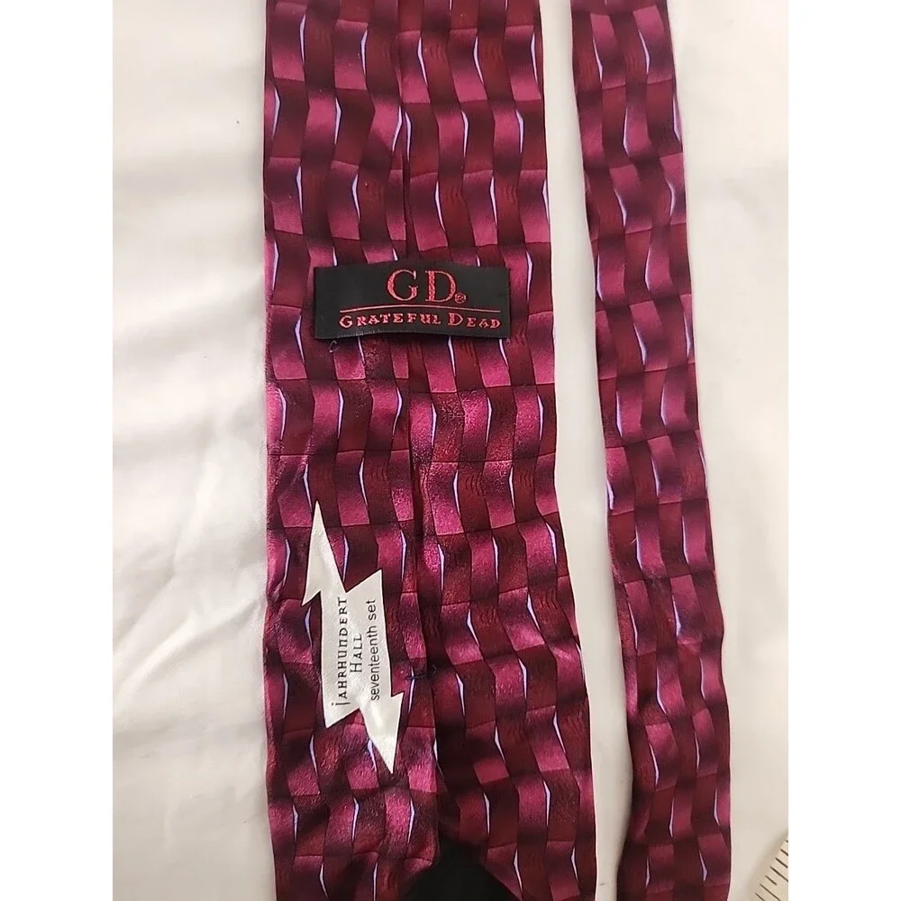 GD Grateful Dead Silk Tie Red And Blue Abstract Design